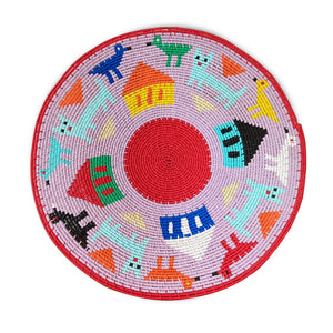 Woven Wire Shallow Decorative Basket - Pink and Red